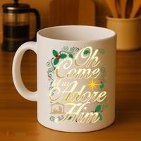 Oh Come Let Us Adore Him Nativity Christmas Religious Jesus Coffee Mug thumb 4