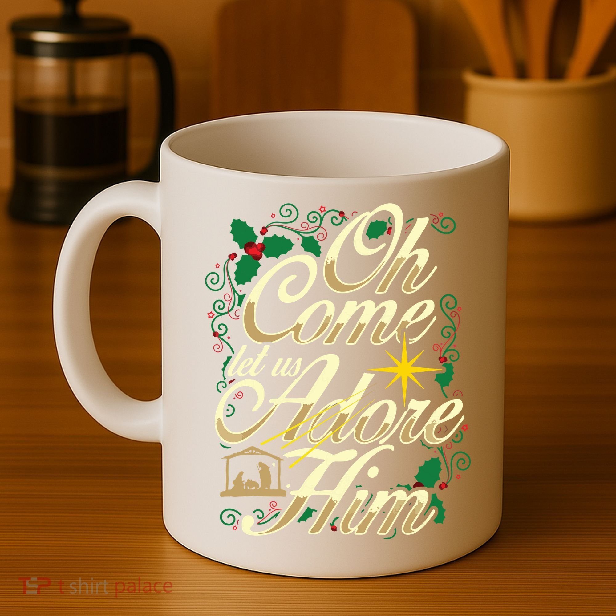 Oh Come Let Us Adore Him Nativity Christmas Religious Jesus Coffee Mug