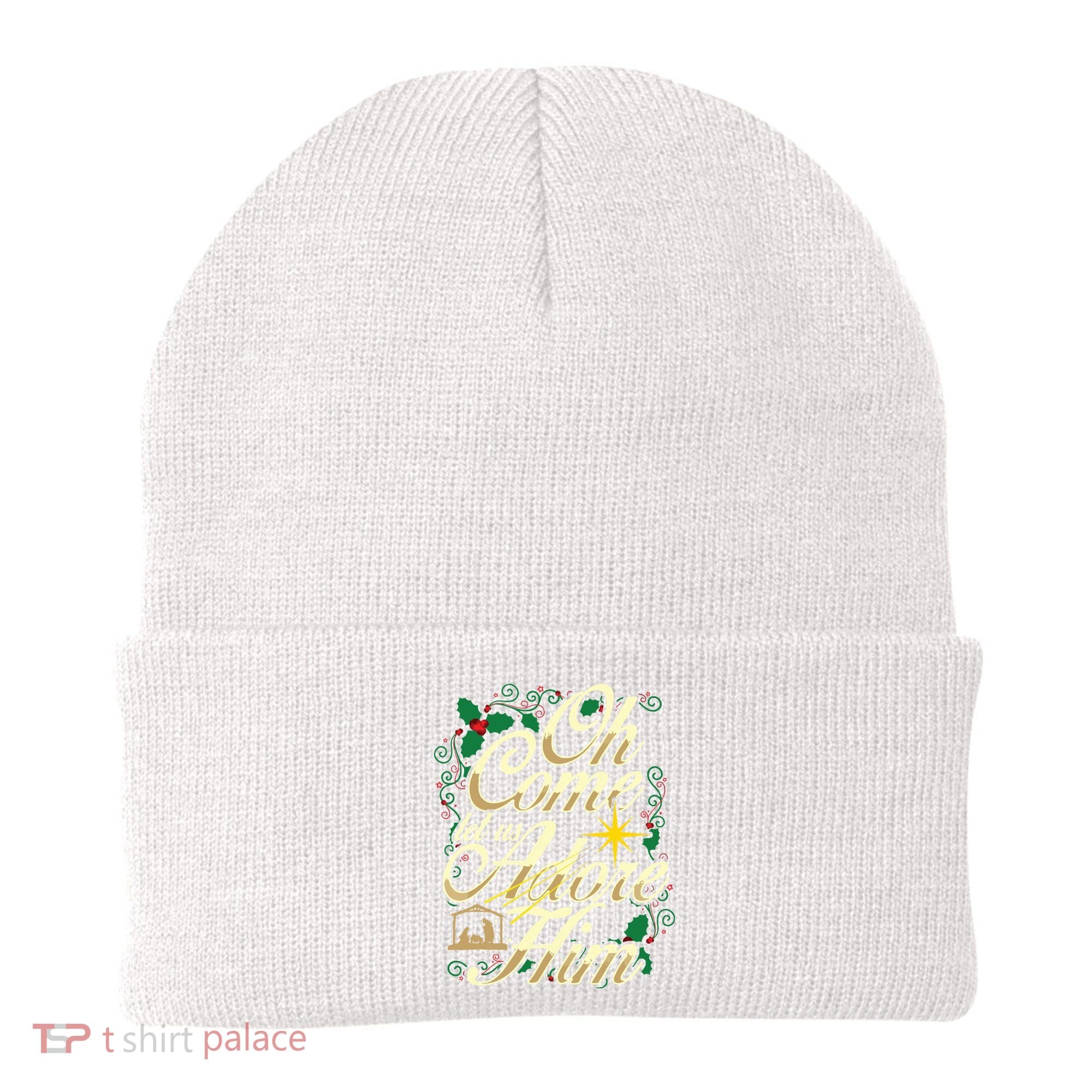 Oh Come Let Us Adore Him Nativity Christmas Religious Jesus Beanie
