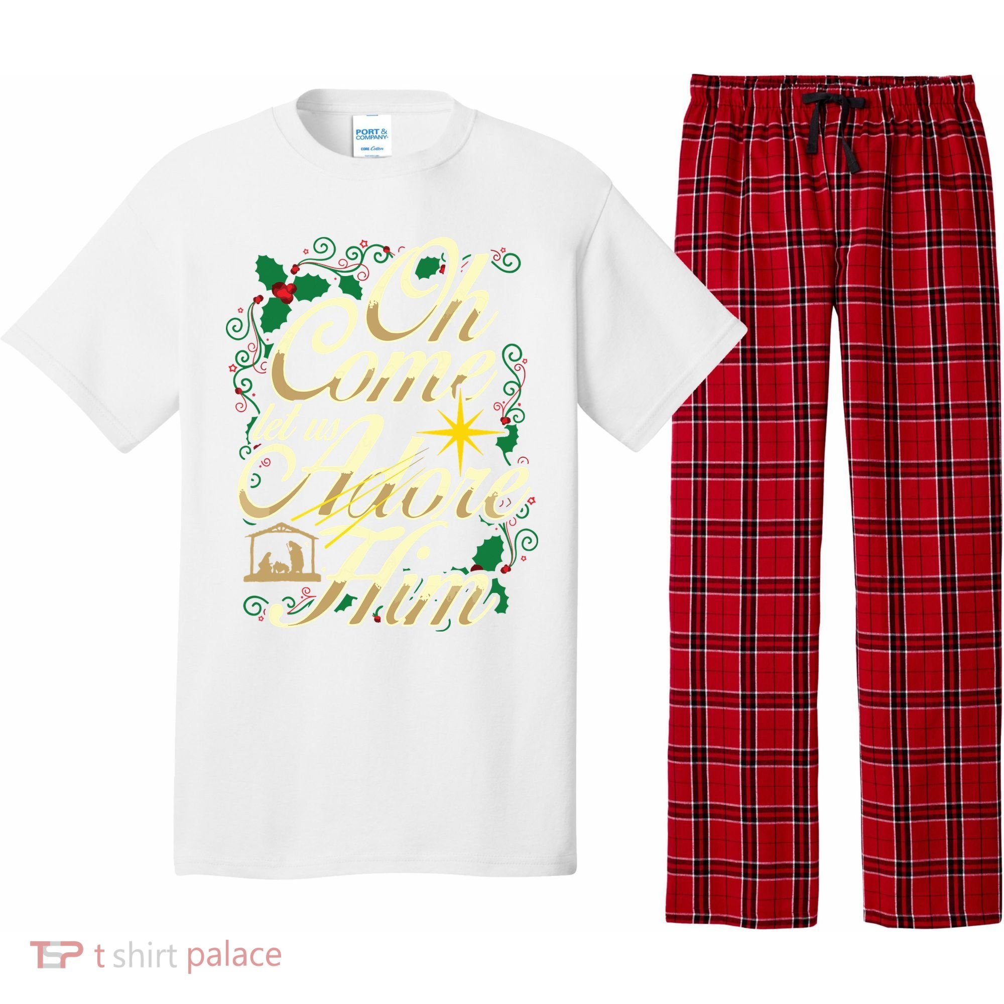 Oh Come Let Us Adore Him Nativity Christmas Religious Jesus Pajama Set