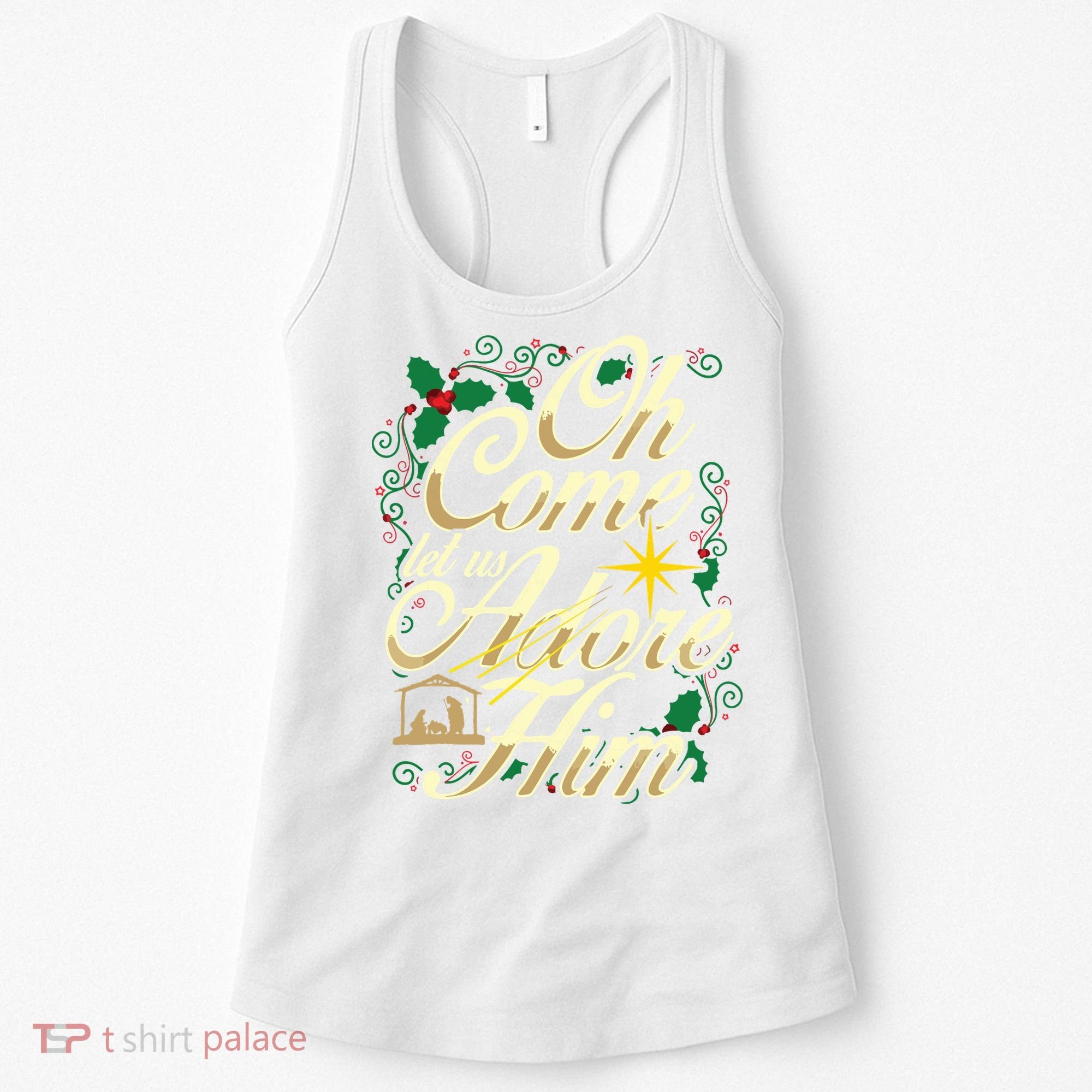 Oh Come Let Us Adore Him Nativity Christmas Religious Jesus Women's Tank Top