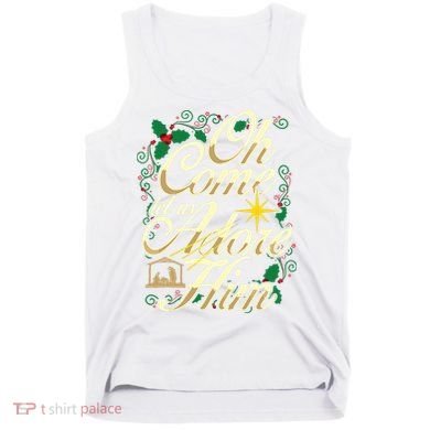 Oh Come Let Us Adore Him Nativity Christmas Religious Jesus Tank Top