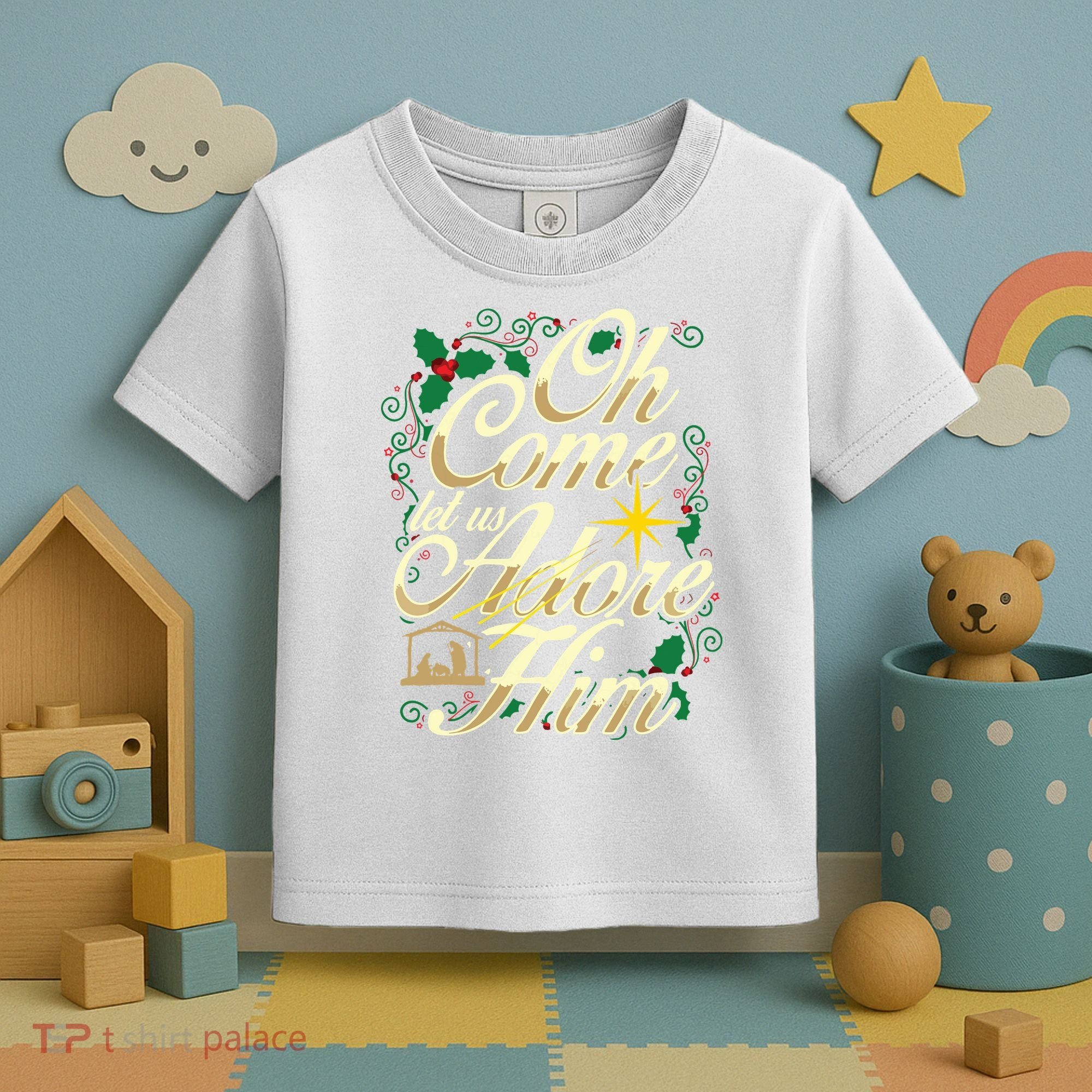 Oh Come Let Us Adore Him Nativity Christmas Religious Jesus Toddler T-Shirt