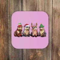 Otters Christmas Lights Coaster thumb 0