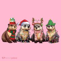 Otters Christmas Lights Coaster thumb 2