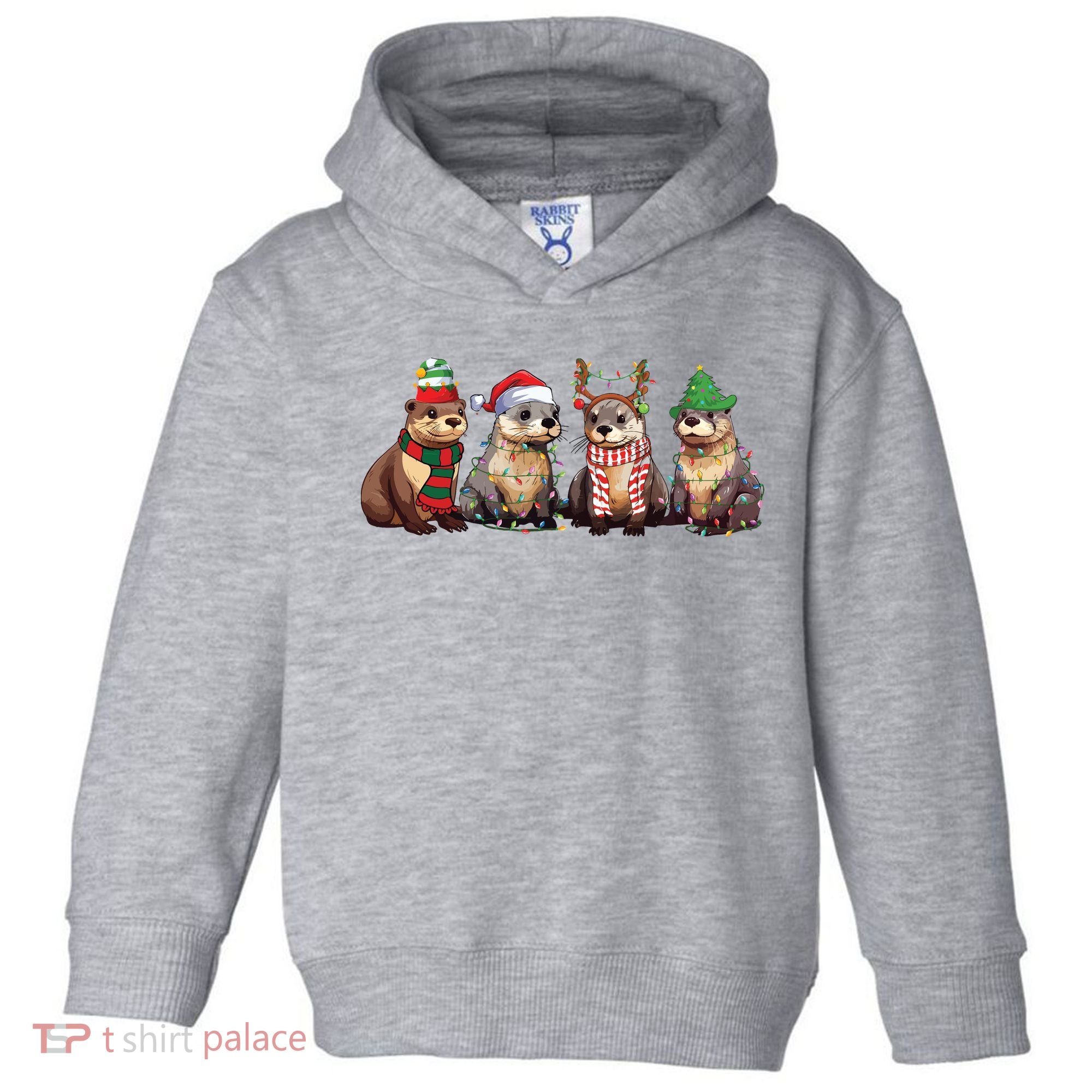 Otters Christmas Lights Toddler Hoodie
