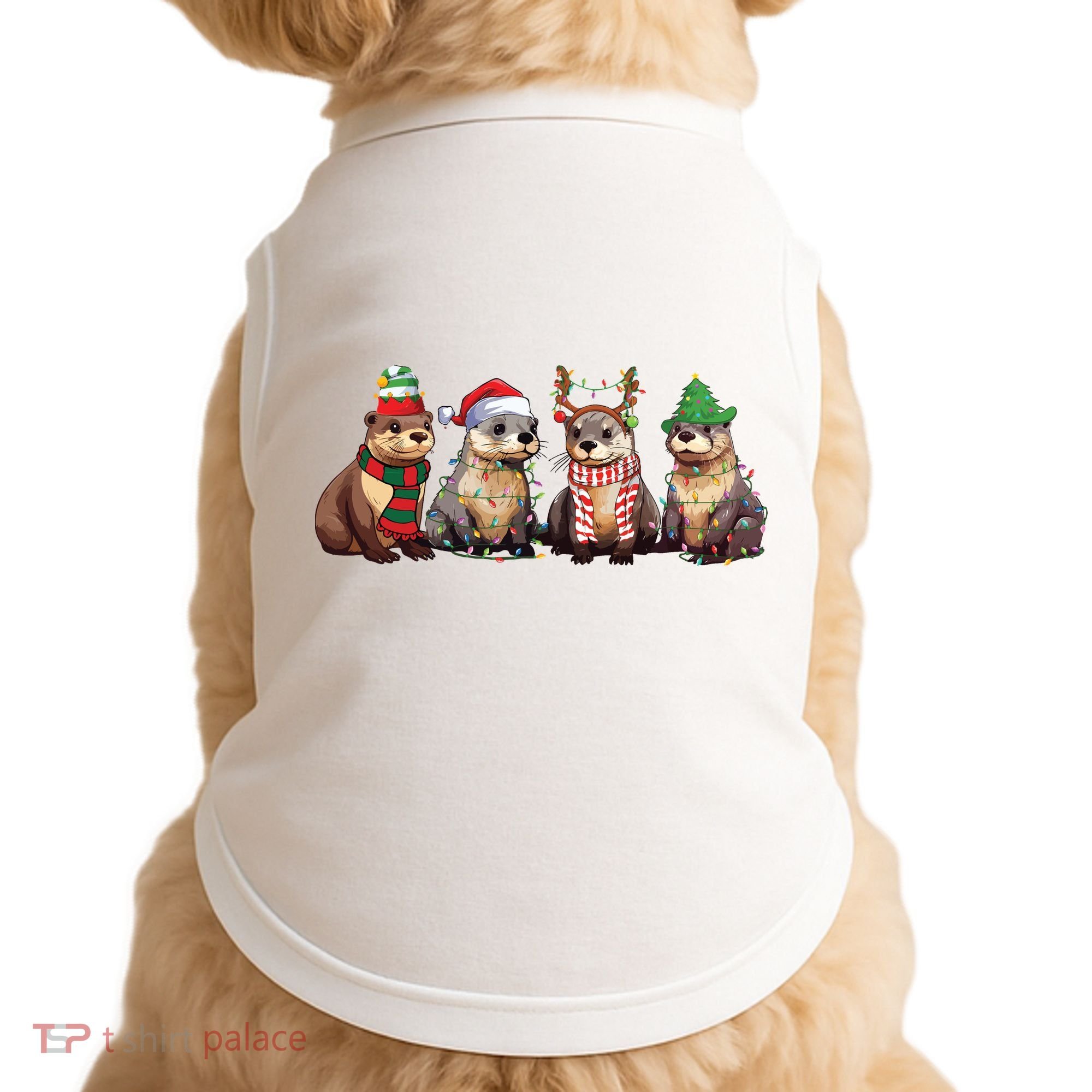Otters Christmas Lights Doggie Tank