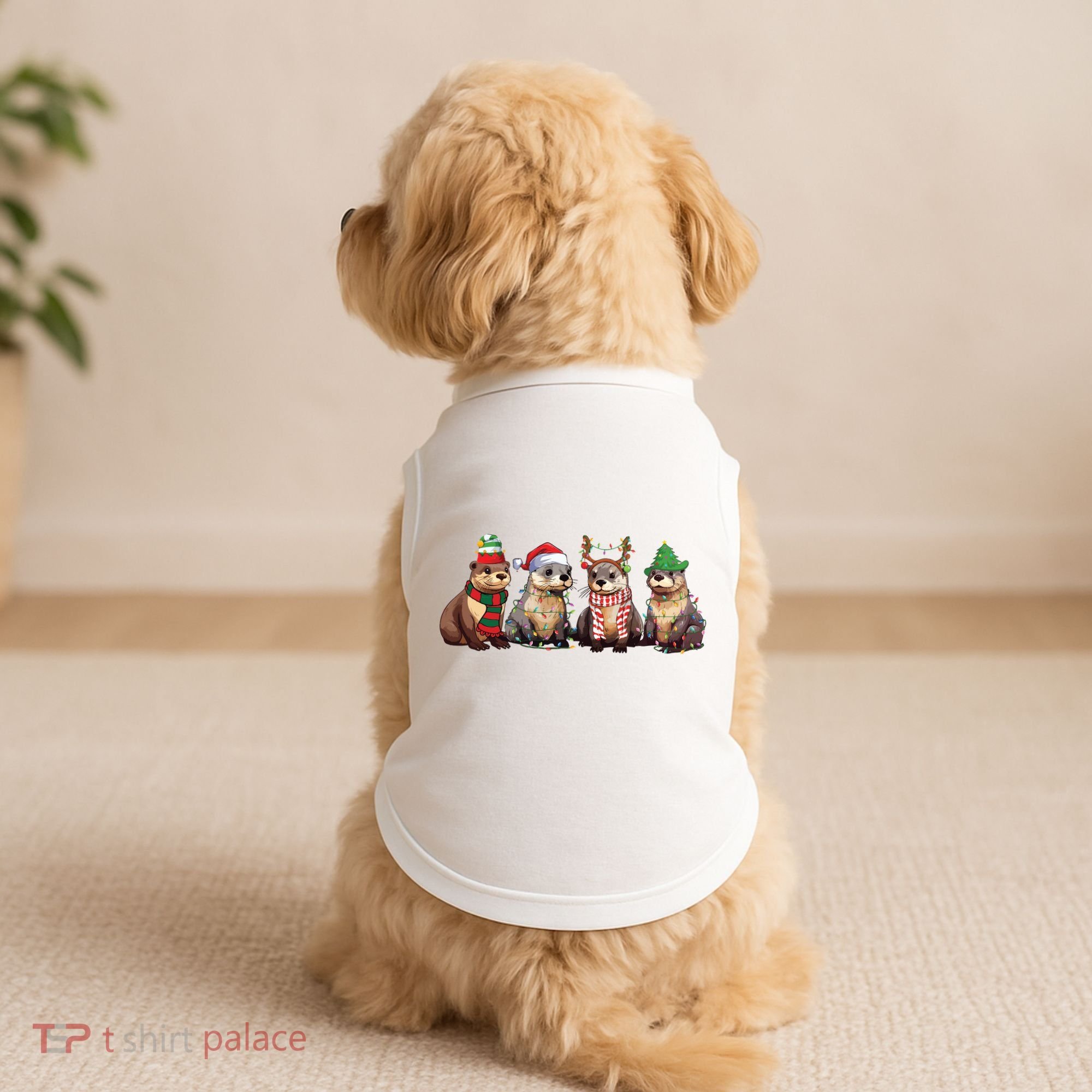 Otters Christmas Lights Doggie Tank