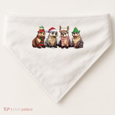 Otters Christmas Lights USA-Made Doggie Bandana