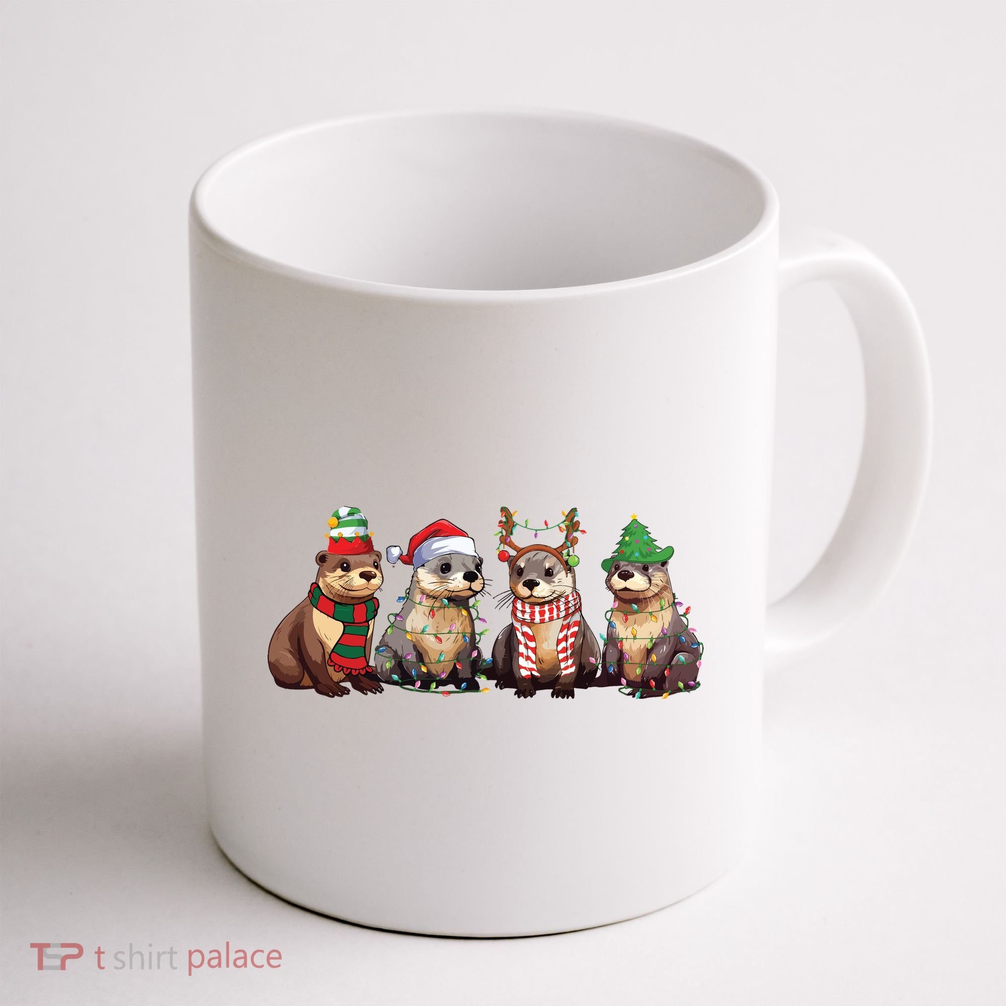 Otters Christmas Lights Coffee Mug