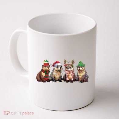 Otters Christmas Lights Coffee Mug