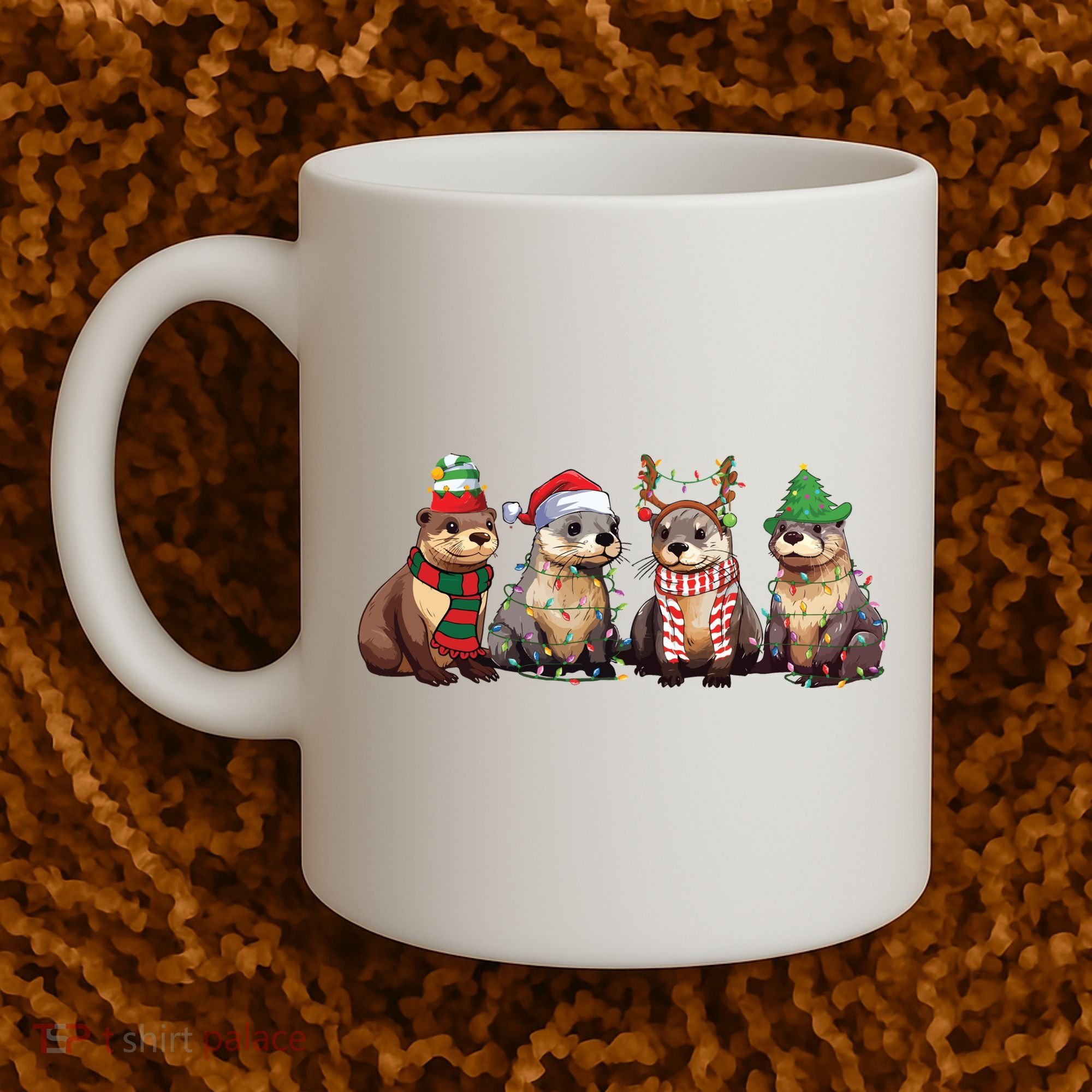 Otters Christmas Lights Coffee Mug