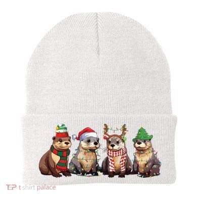 Otters Christmas Lights Beanie