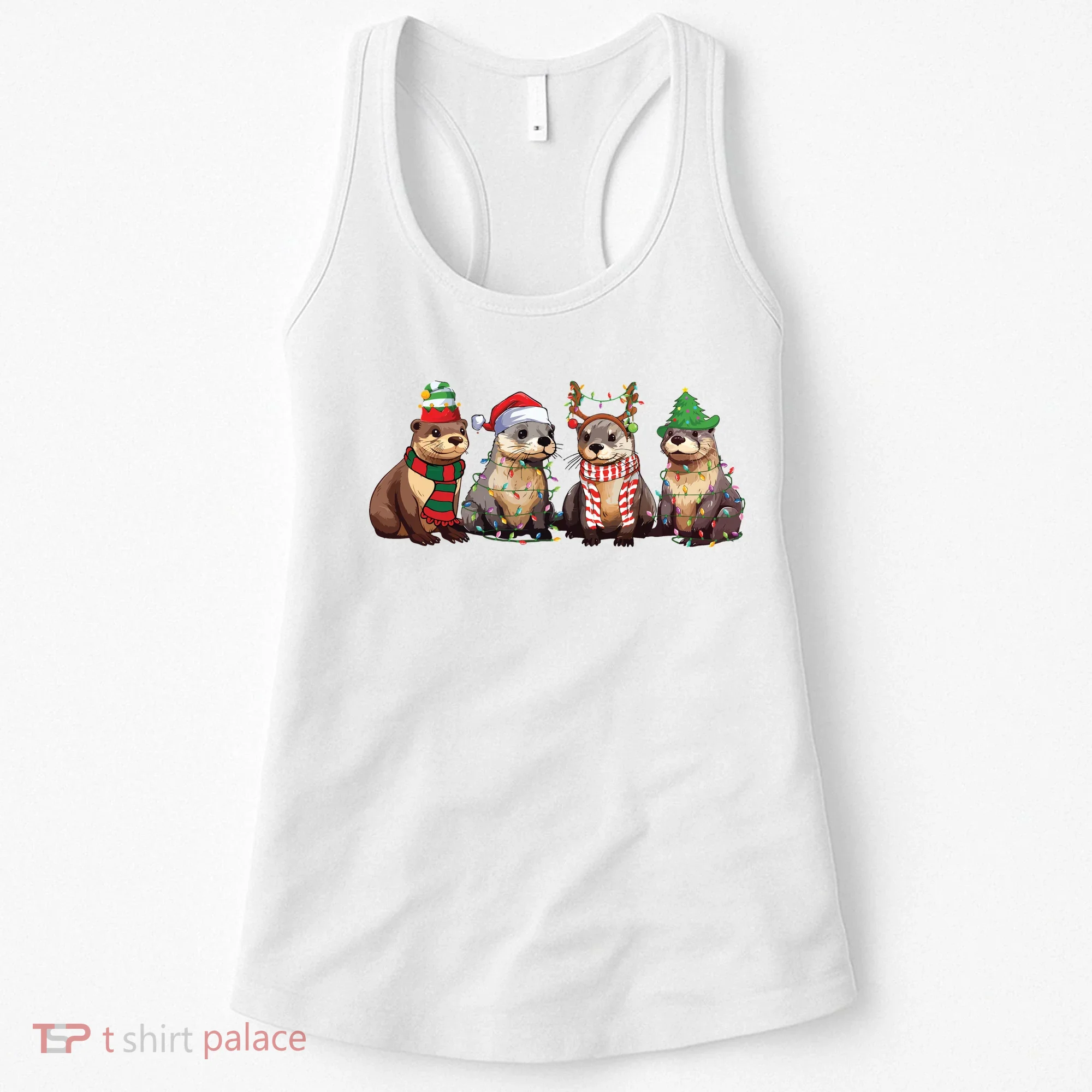 Otters Christmas Lights Women's Tank Top