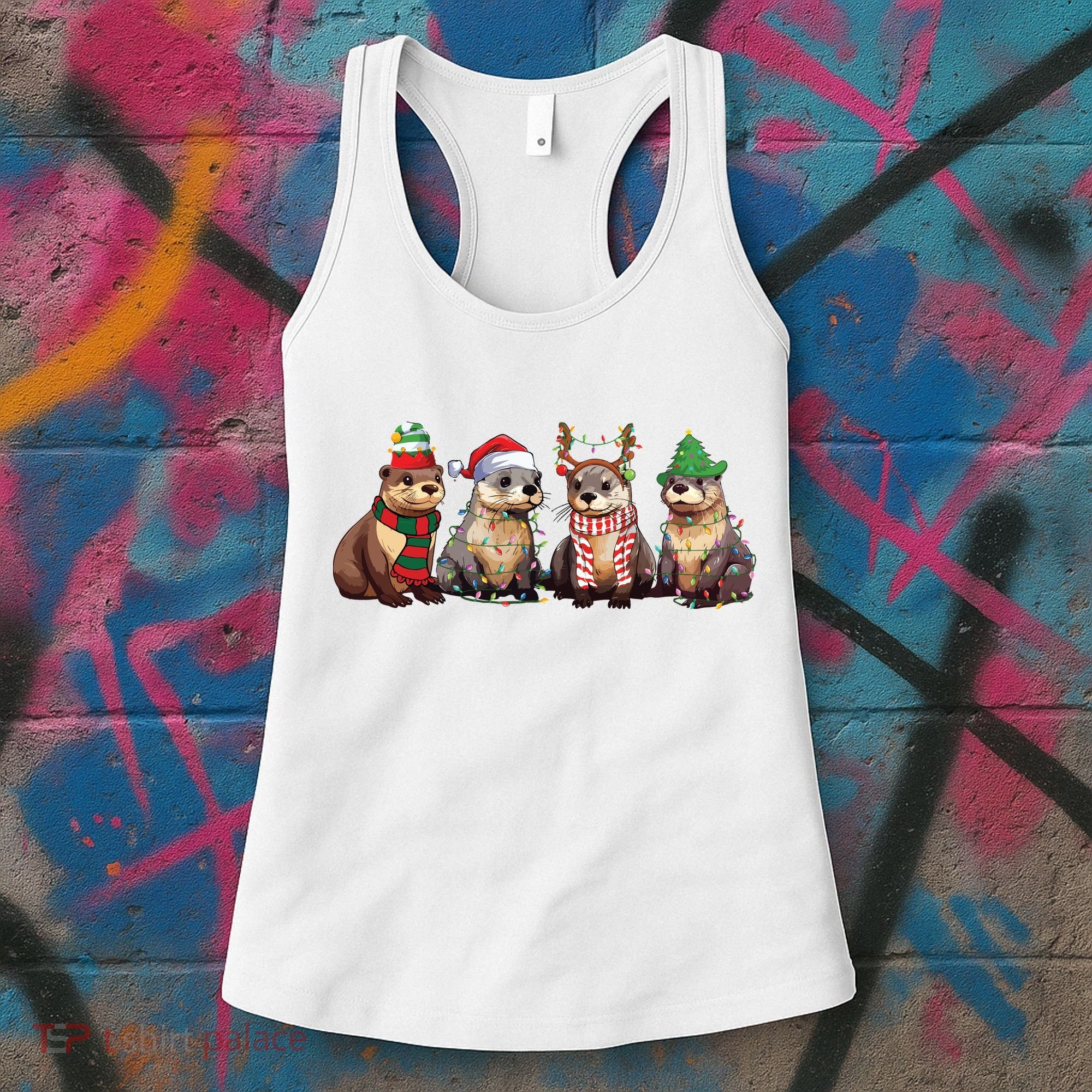 Otters Christmas Lights Women's Tank Top