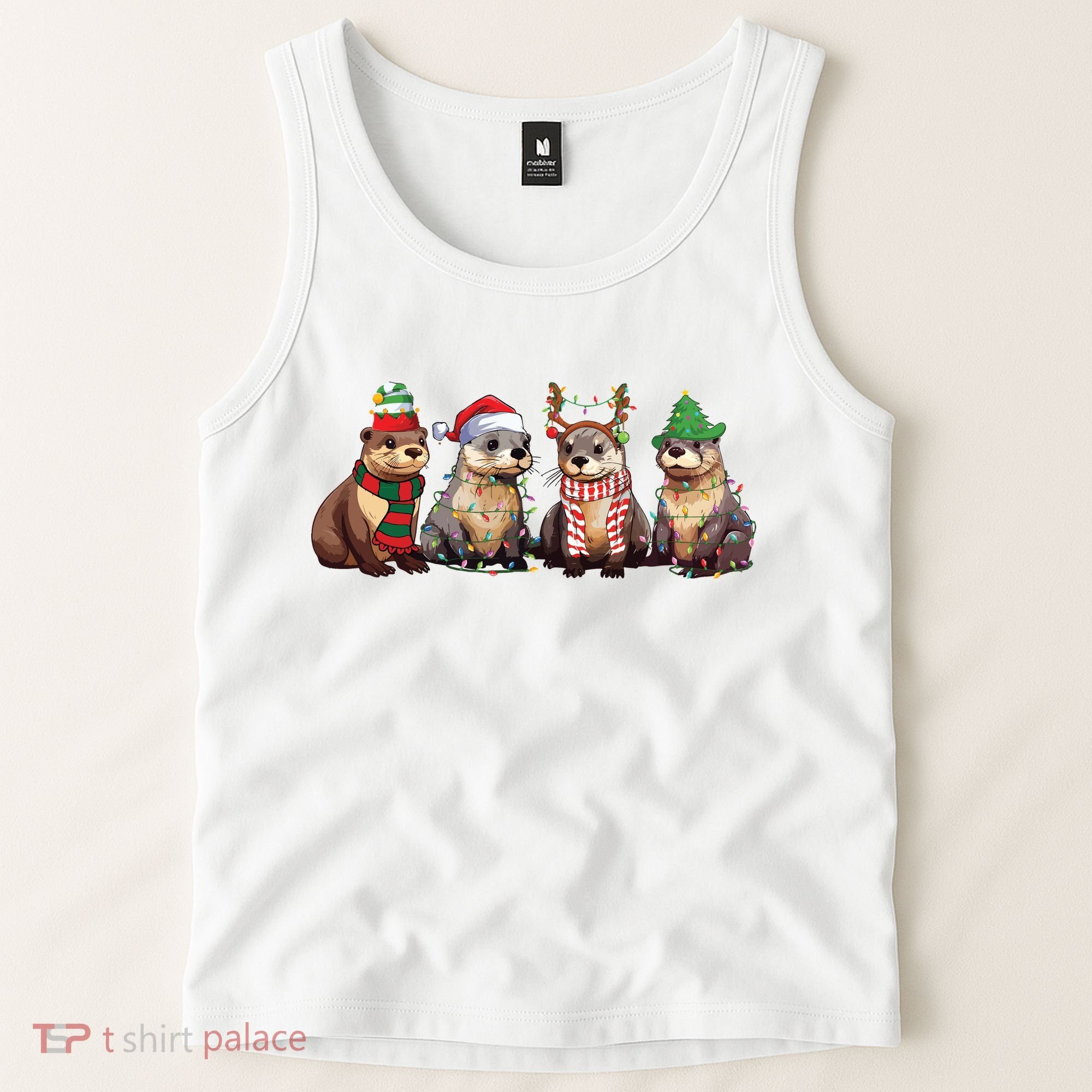 Otters Christmas Lights Tank Top