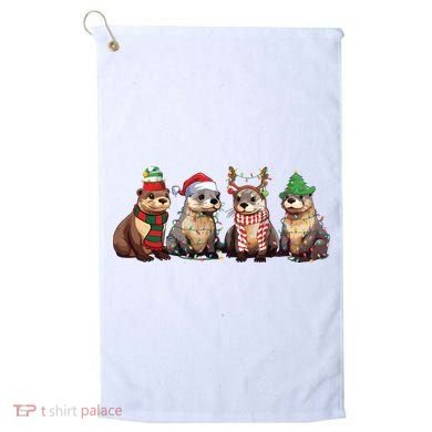 Otters Christmas Lights Golf Towel