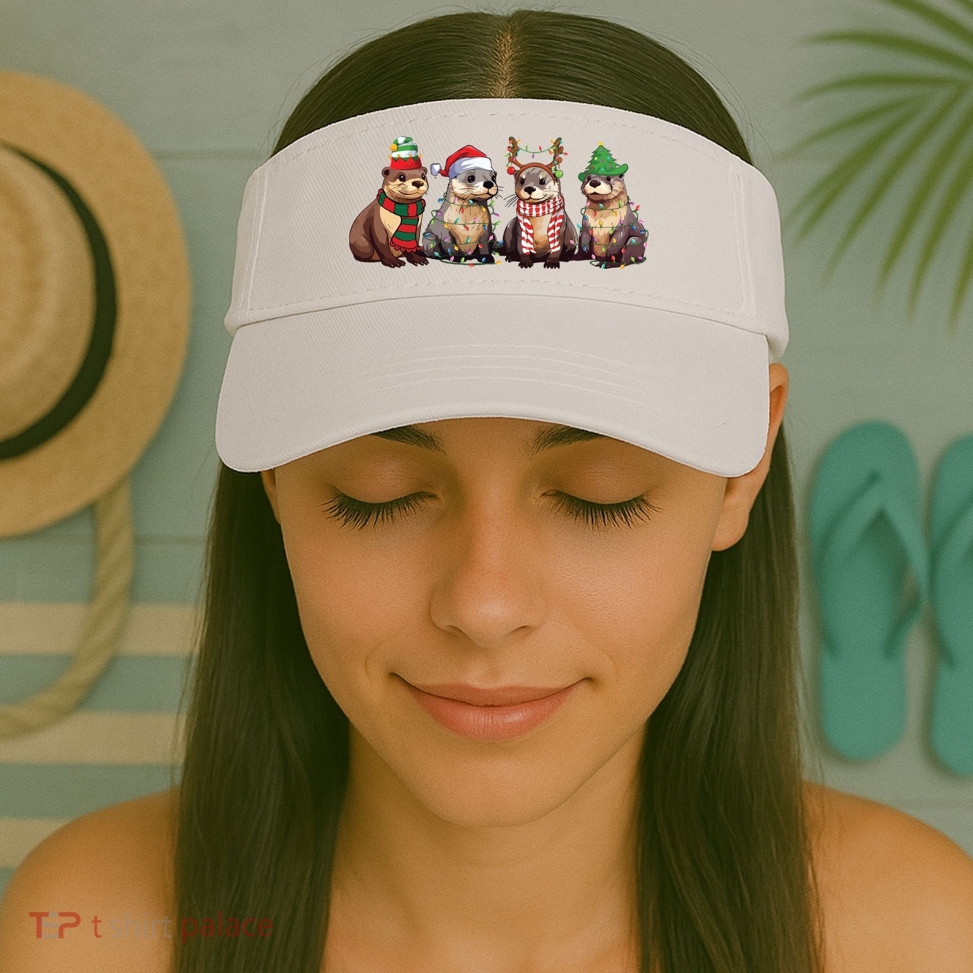 Otters Christmas Lights Visor