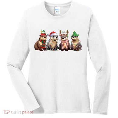 Otters Christmas Lights Women's Long Sleeve Shirt