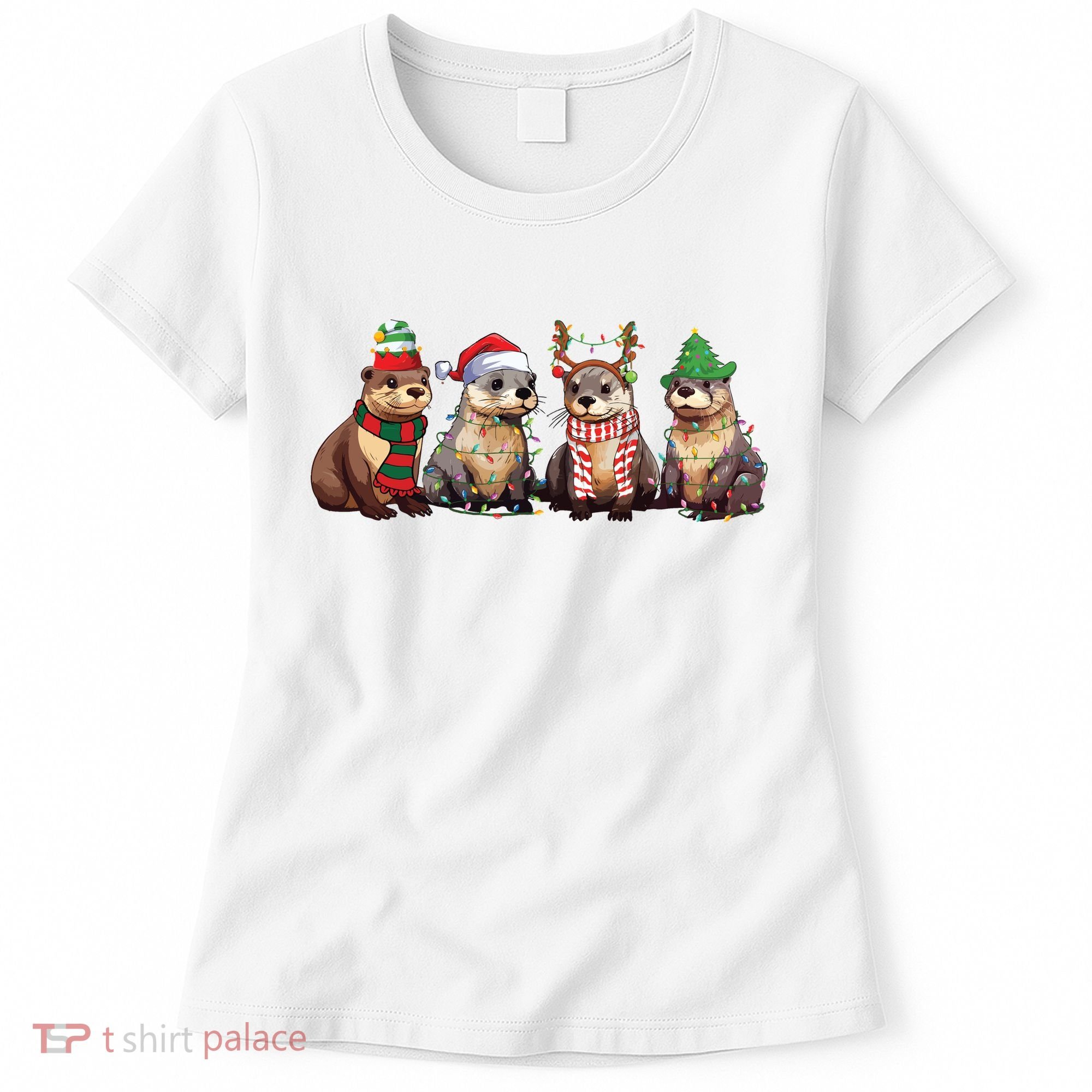 Otters Christmas Lights Women's T-Shirt