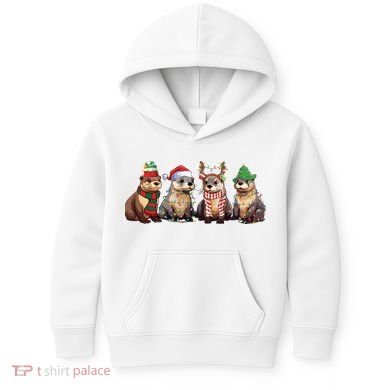 Otters Christmas Lights Kids Hoodie