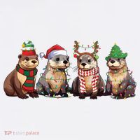 Otters Christmas Lights Kids T-Shirt thumb 4