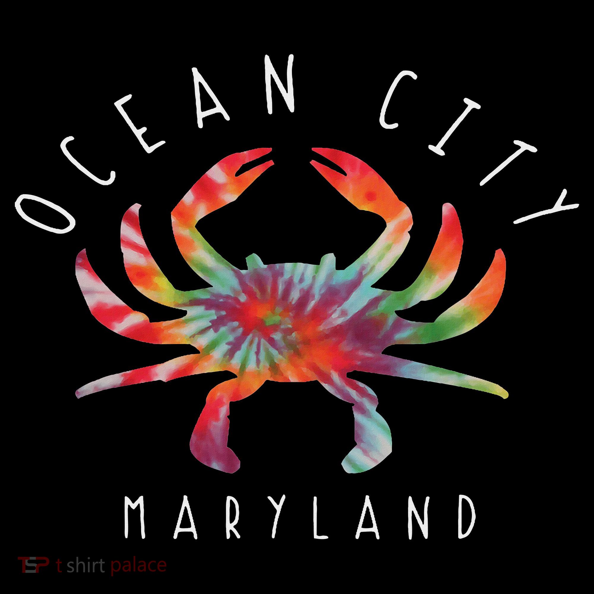 Ocean City Maryland Crab Tie Dye Summer Vacation Stripe Pom Pom Beanie