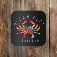 Ocean City Maryland Crab Tie Dye Summer Vacation Coaster thumb 0