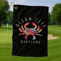 Ocean City Maryland Crab Tie Dye Summer Vacation Golf Towel thumb 1