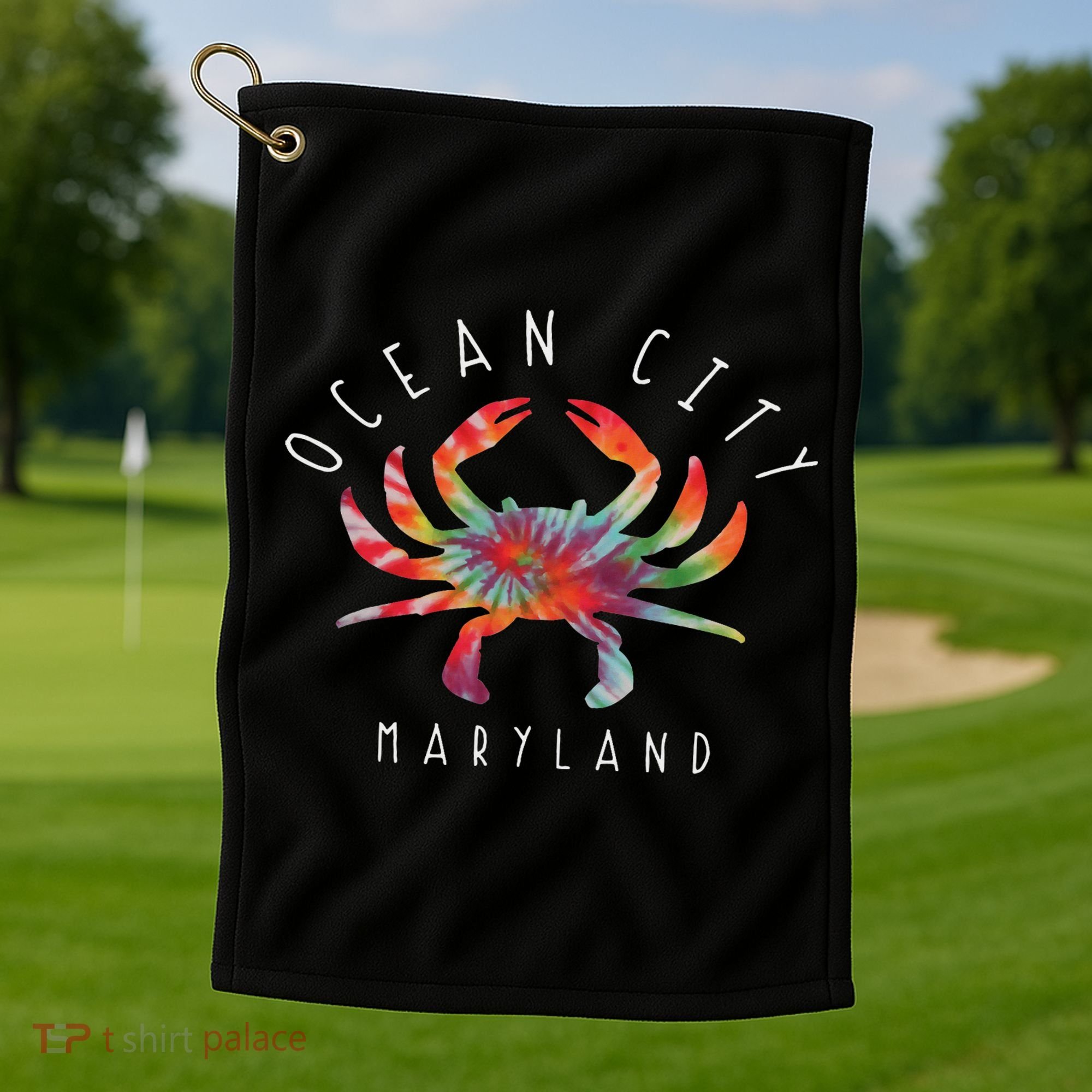 Ocean City Maryland Crab Tie Dye Summer Vacation Golf Towel