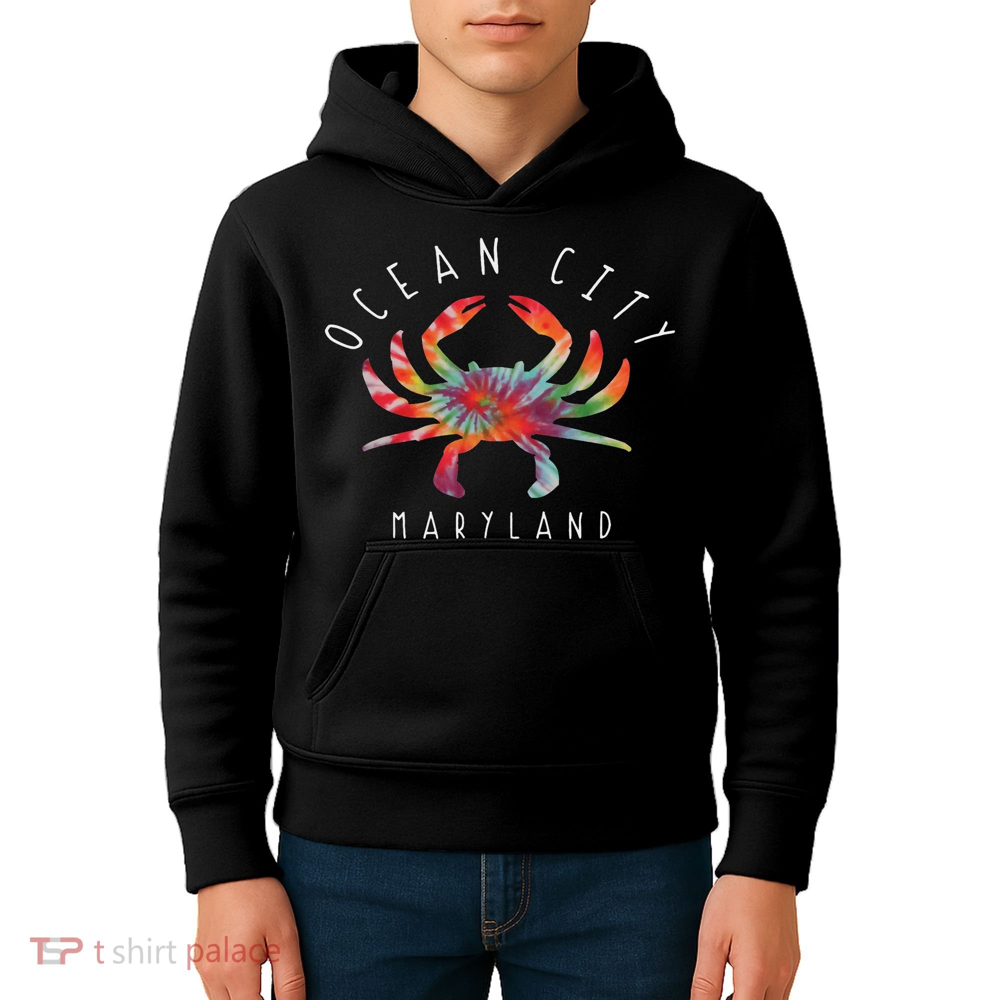 Ocean City Maryland Crab Tie Dye Summer Vacation Kids Hoodie