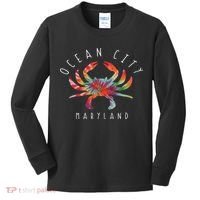 Ocean City Maryland Crab Tie Dye Summer Vacation Kids Long Sleeve Shirt thumb 0