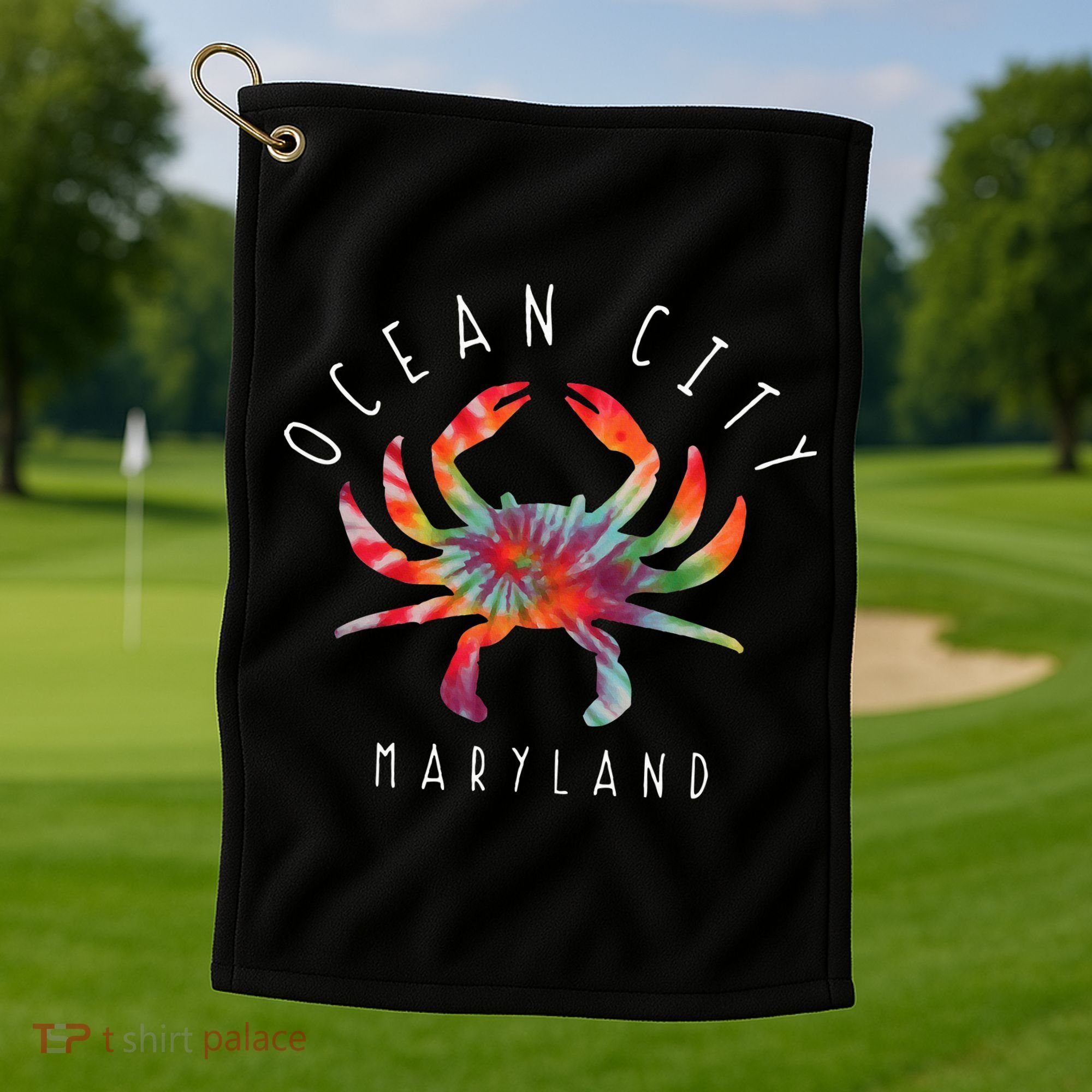 Ocean City Maryland Crab Tie Dye Summer Vacation Golf Towel