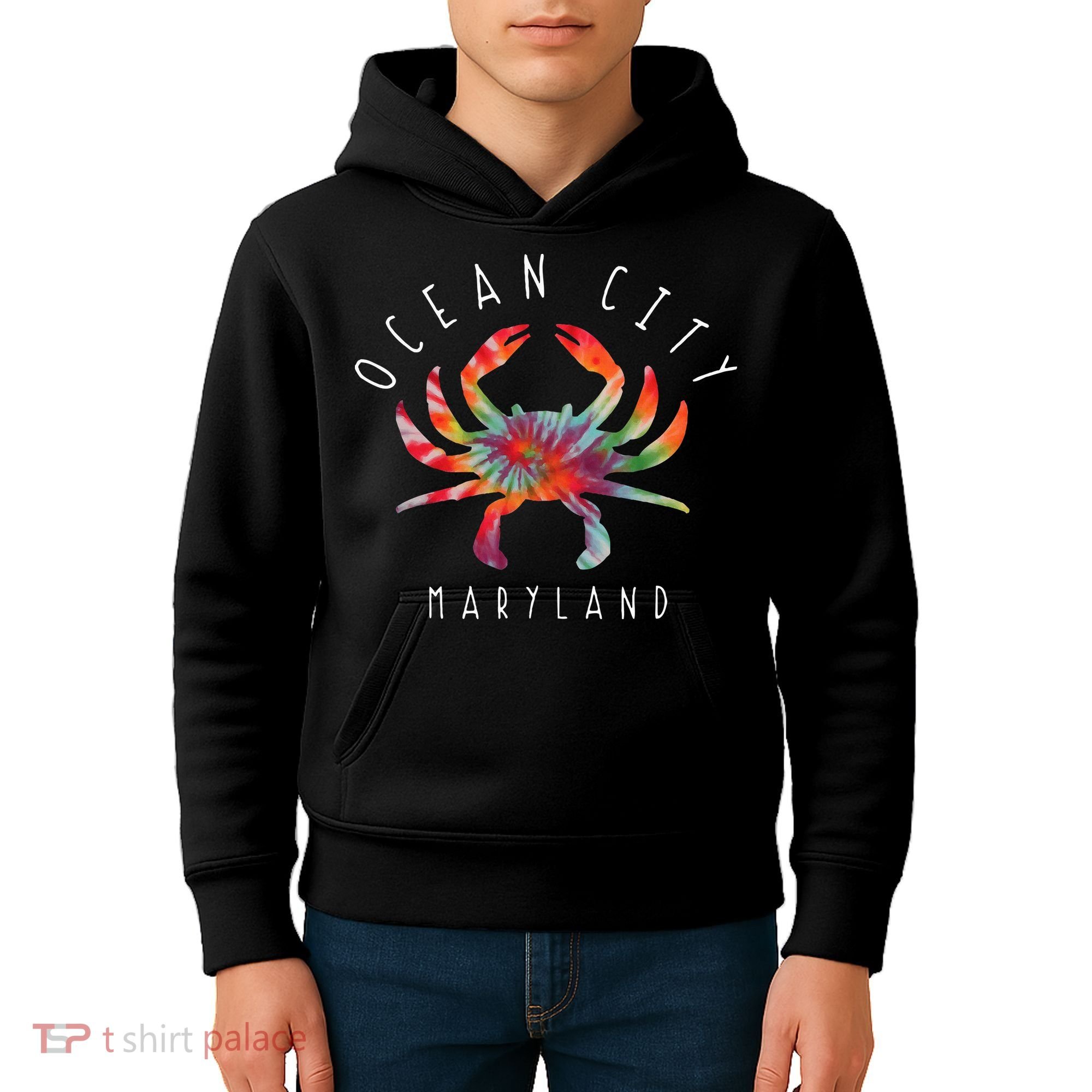 Ocean City Maryland Crab Tie Dye Summer Vacation Kids Hoodie