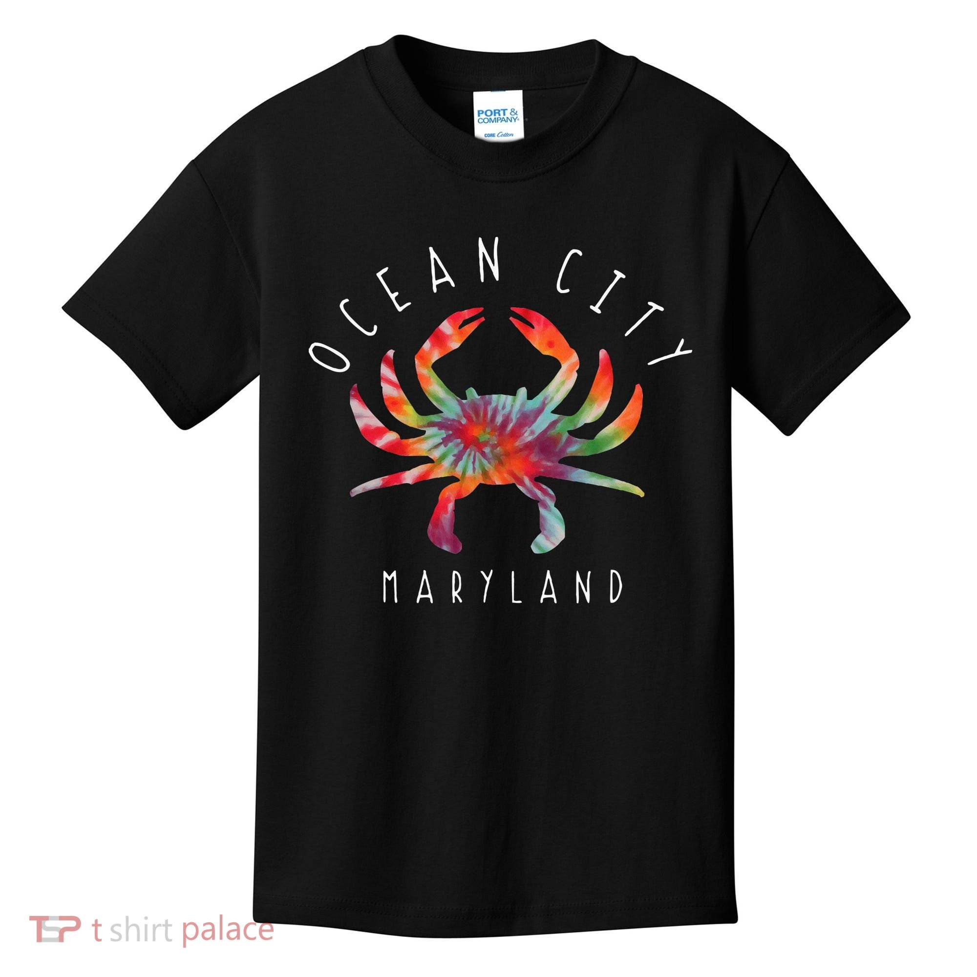 Ocean City Maryland Crab Tie Dye Summer Vacation Kids T-Shirt