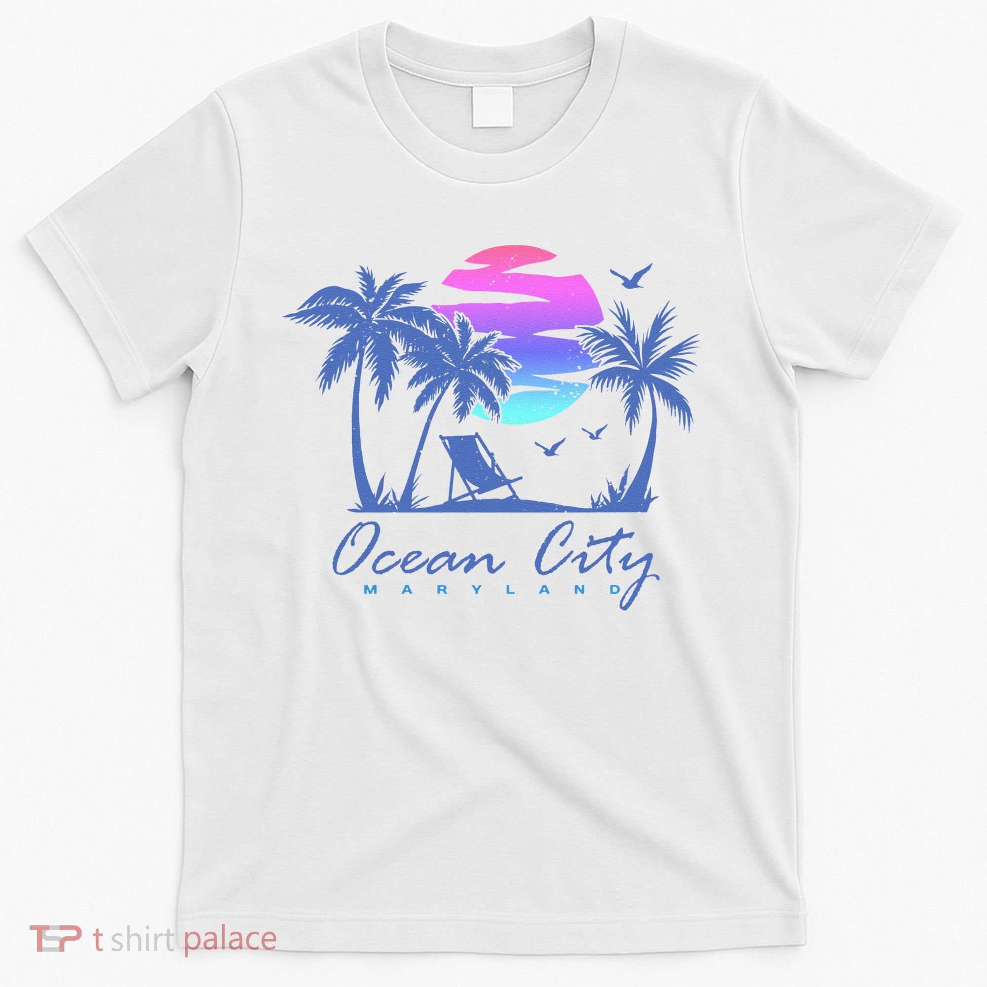OCEAN CITY MARYLAND Beach Vacation Vintage Sunset Graphic T-Shirt