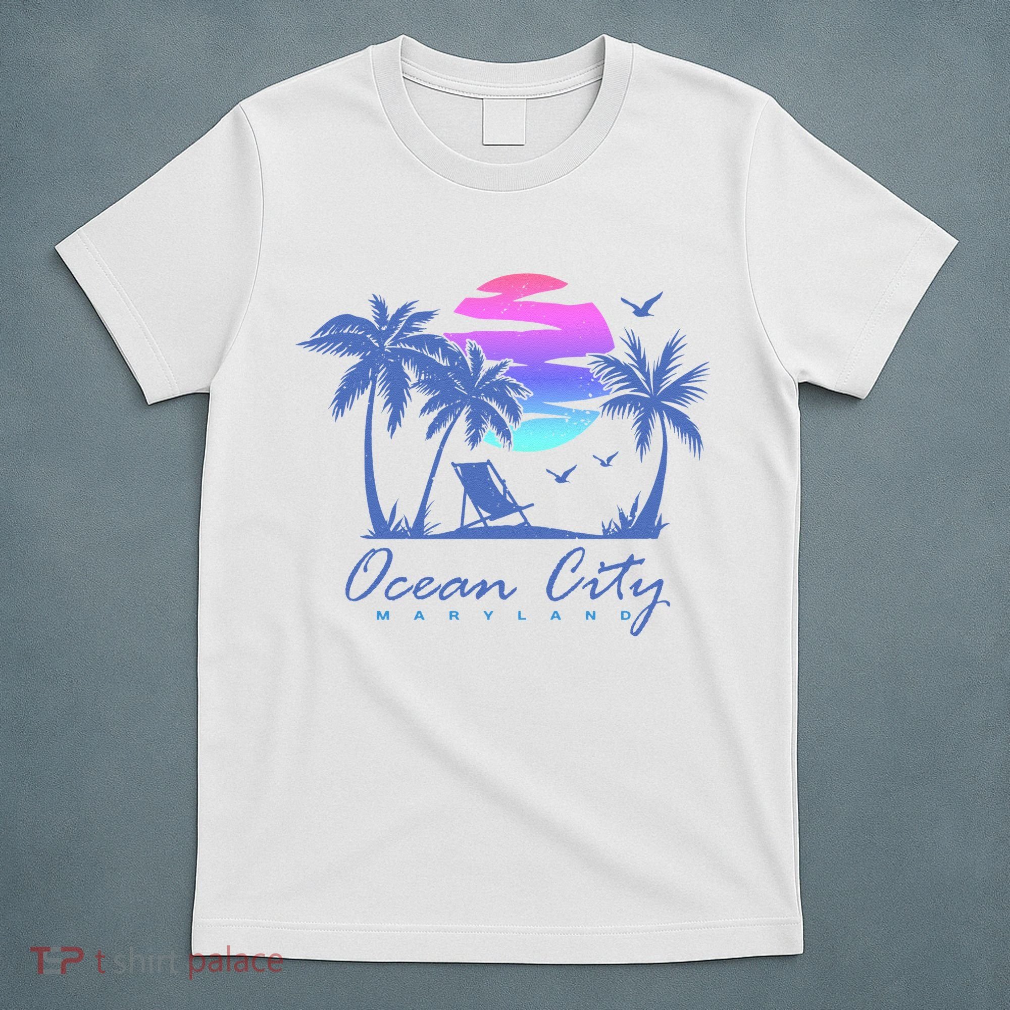 OCEAN CITY MARYLAND Beach Vacation Vintage Sunset Graphic T-Shirt