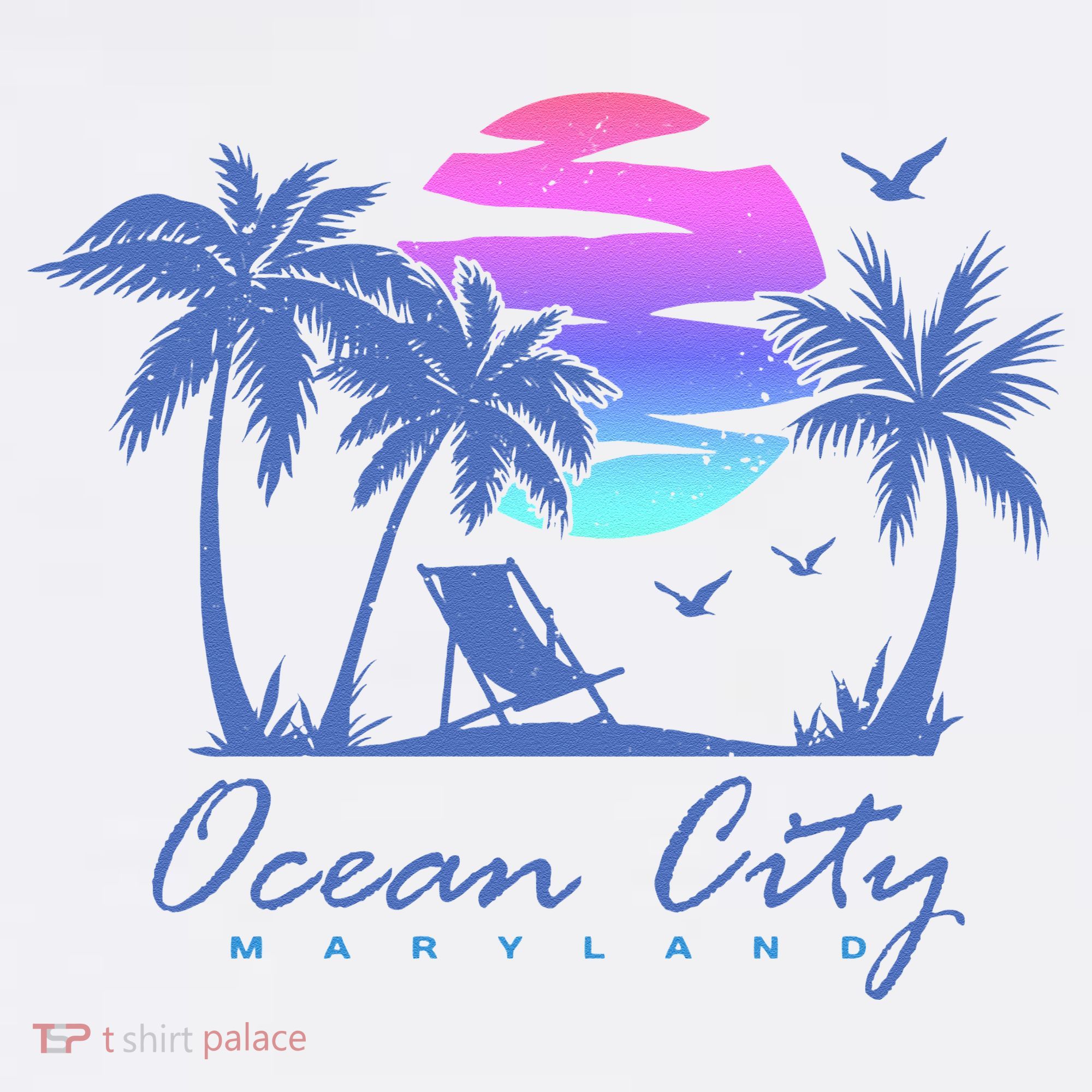 OCEAN CITY MARYLAND Beach Vacation Vintage Sunset Graphic T-Shirt