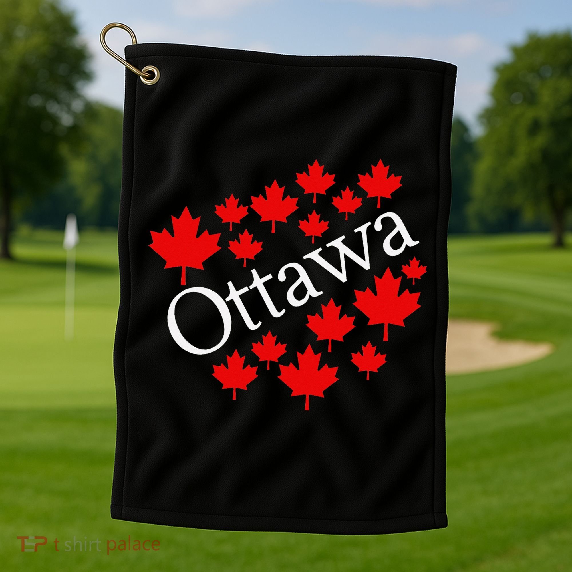 Ottawa Canada Maple Leaf Graphic Golf Towel