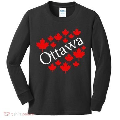 Ottawa Canada Maple Leaf Graphic Kids Long Sleeve Shirt