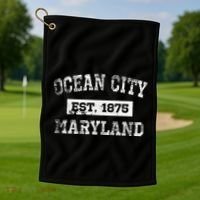Ocean City Maryland Est. 1875 Distressed Golf Towel thumb 1