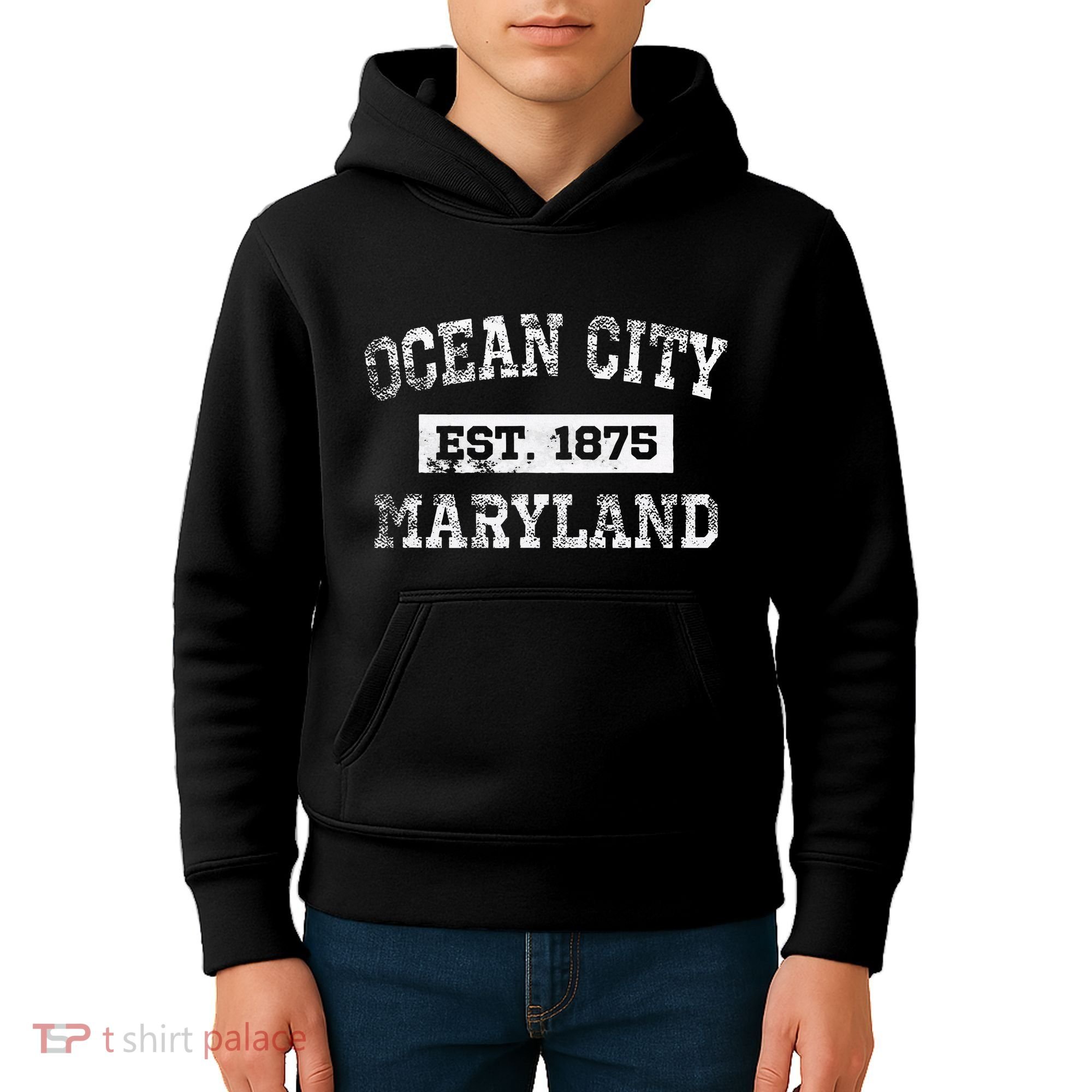 Ocean City Maryland Est. 1875 Distressed Kids Hoodie