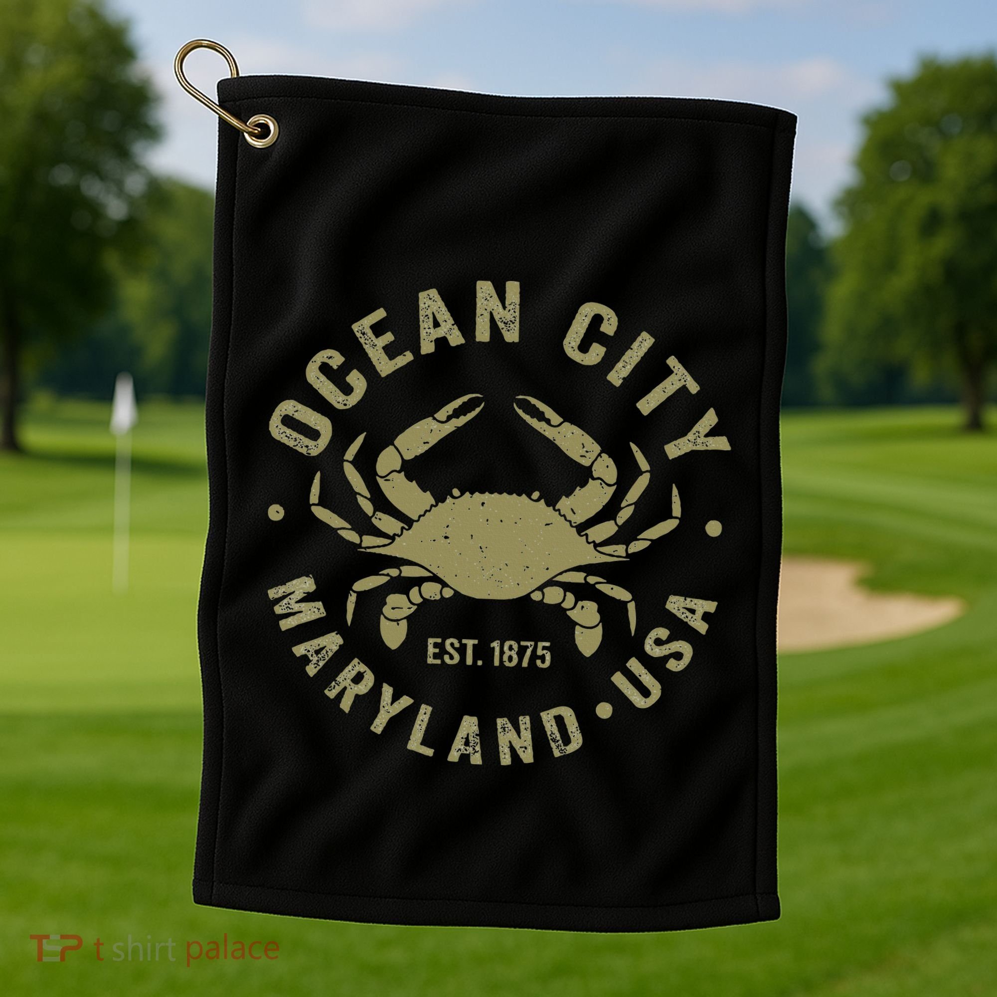Ocean City Maryland Crab Retro Throwback Golf Towel
