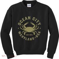Ocean City Maryland Crab Retro Throwback Kids Sweatshirt thumb 0