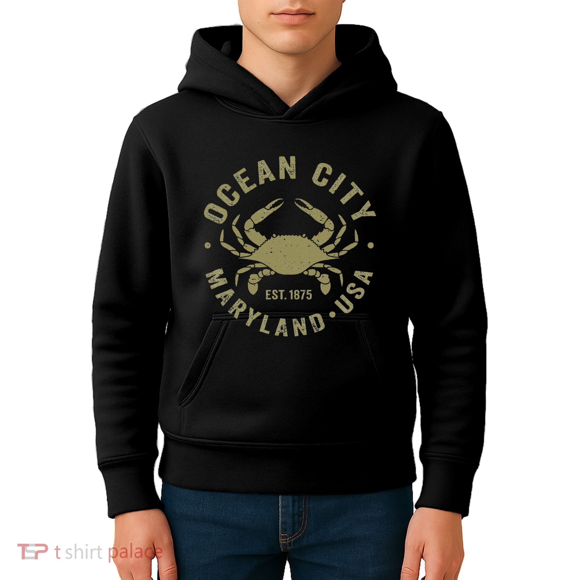 Ocean City Maryland Crab Retro Throwback Kids Hoodie