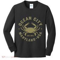 Ocean City Maryland Crab Retro Throwback Kids Long Sleeve Shirt thumb 0