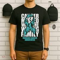 Ovarian Cancer Messed With The Wrong Family Teal Ribbon Gift T-Shirt thumb 6