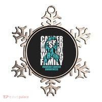 Ovarian Cancer Messed With The Wrong Family Teal Ribbon Gift Ornament thumb 0