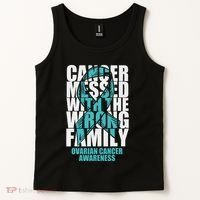Ovarian Cancer Messed With The Wrong Family Teal Ribbon Gift Tank Top thumb 2
