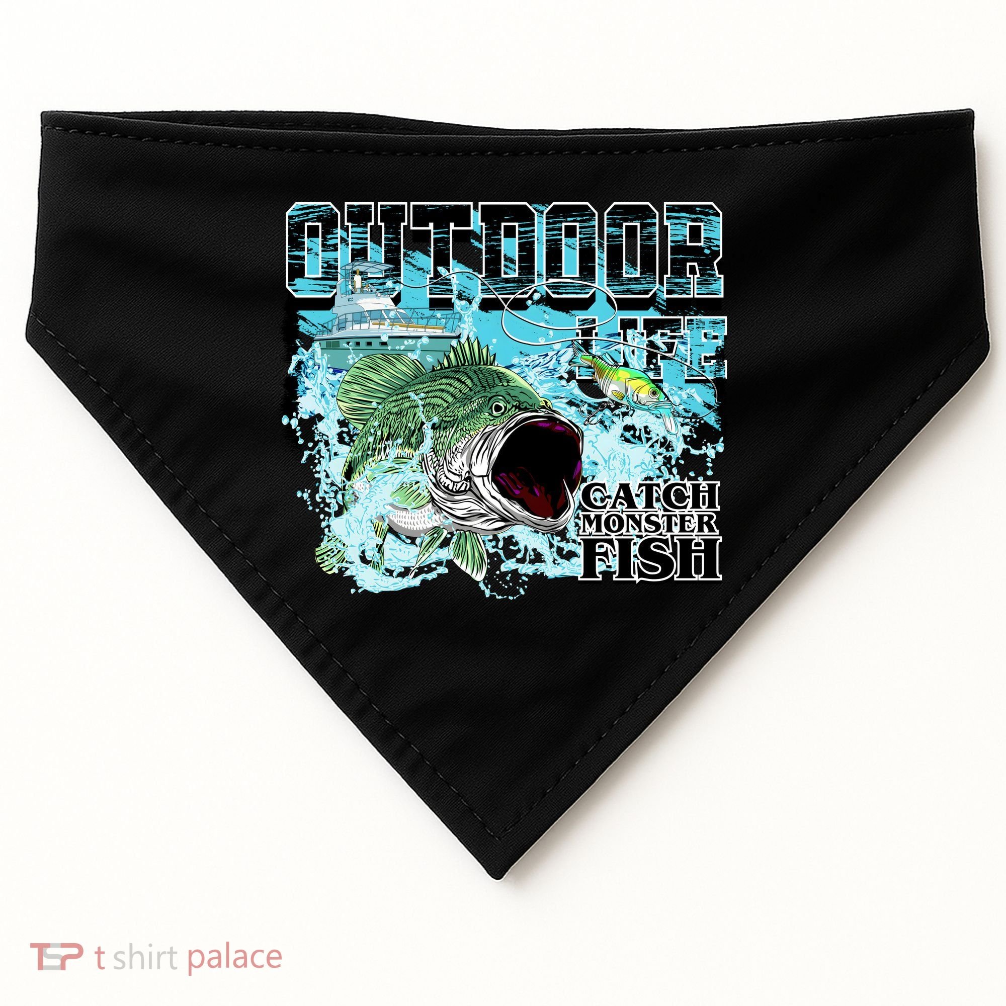 Outdoor Catch Monster Fish Large Mouth USA-Made Doggie Bandana